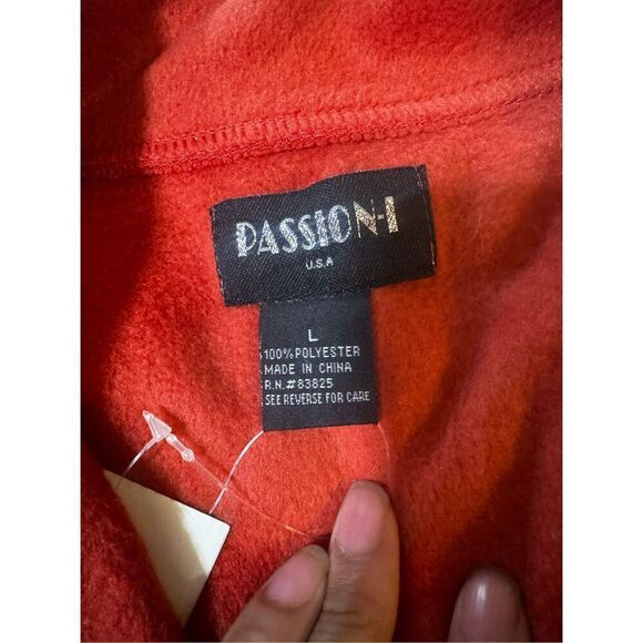Passion USA Men's Rust Long sleeve zip up mock neck fleece sweater size L - Picture 4 of 6